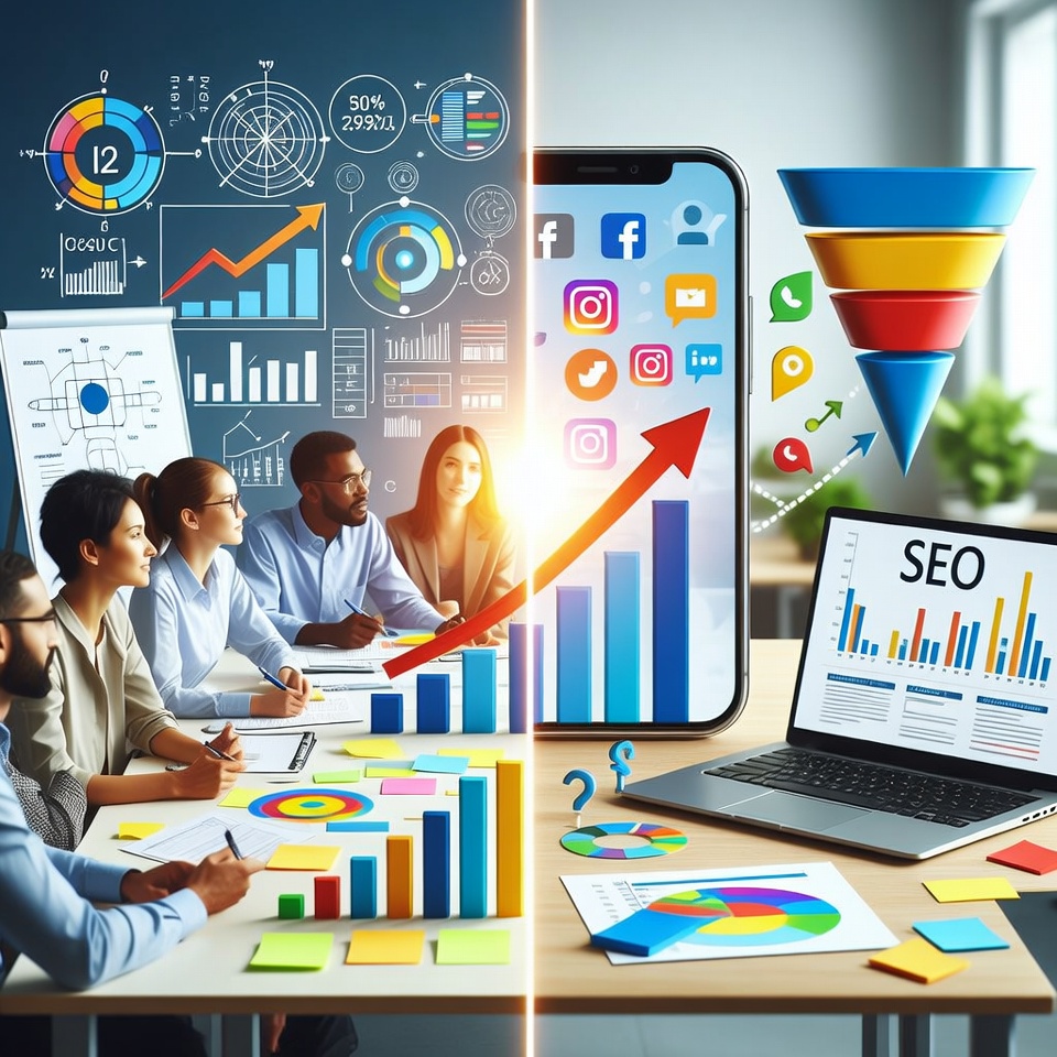 Integração de pesquisa de mercado e marketing digital para otimizar o tráfego orgânico.