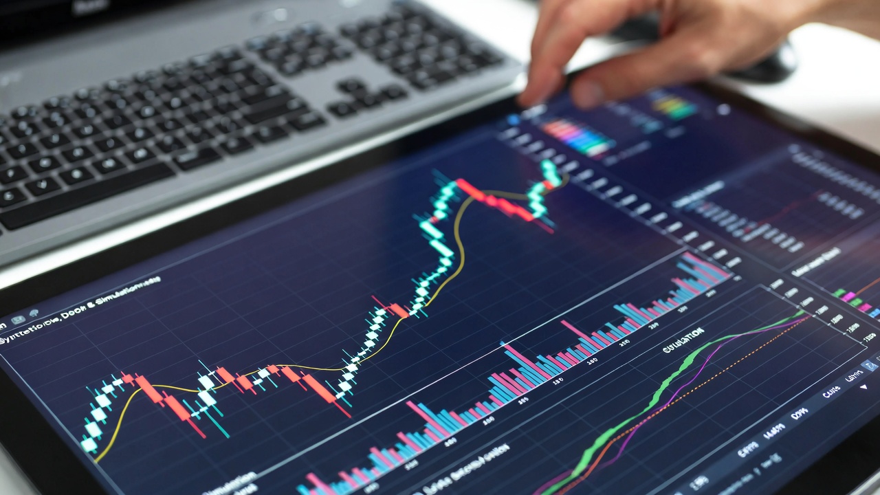 Interface de software exibindo resultados de simulação com dados sintéticos, demonstrando análises de mercado eficazes